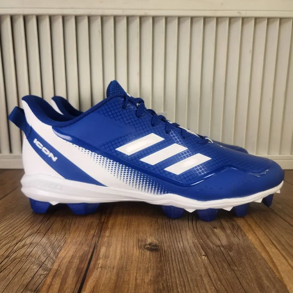 Adidas Icon 7 MD Low Mens Size 13.5 Blue White TPU Molded Baseball Cleats FY4440